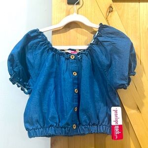 Penelope Mack NWT girls chambray ruffled blouse size 6